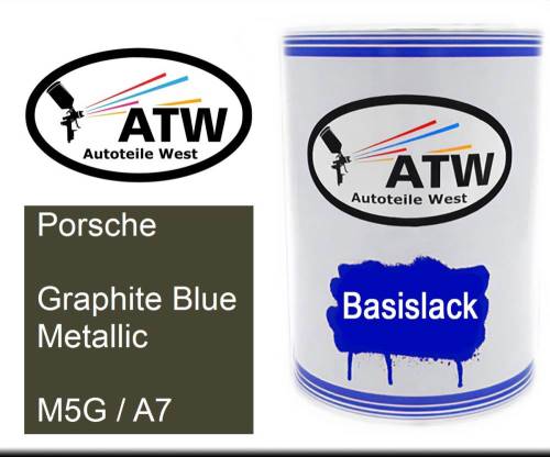 Porsche, Graphite Blue Metallic, M5G / A7: 500ml Lackdose, von ATW Autoteile West.